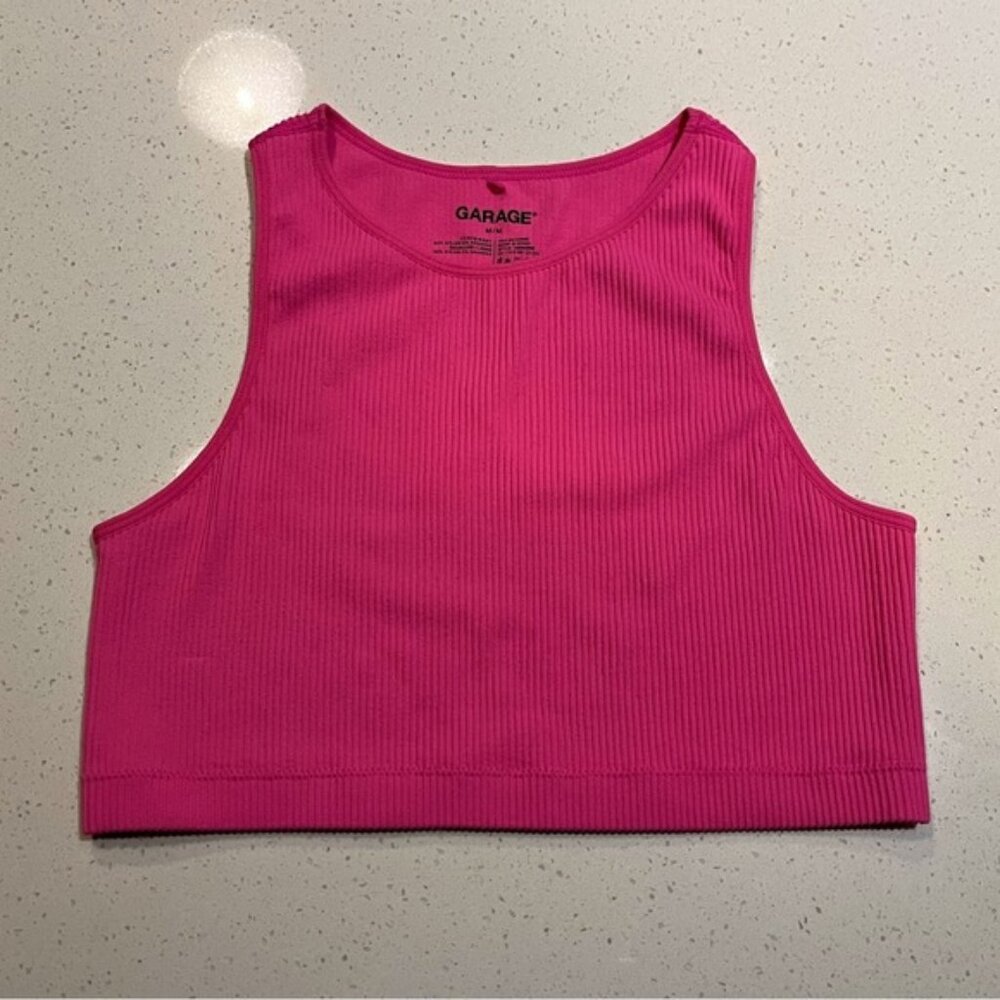 Garage | Pink Ribbed Crop Tank Top Size Medium